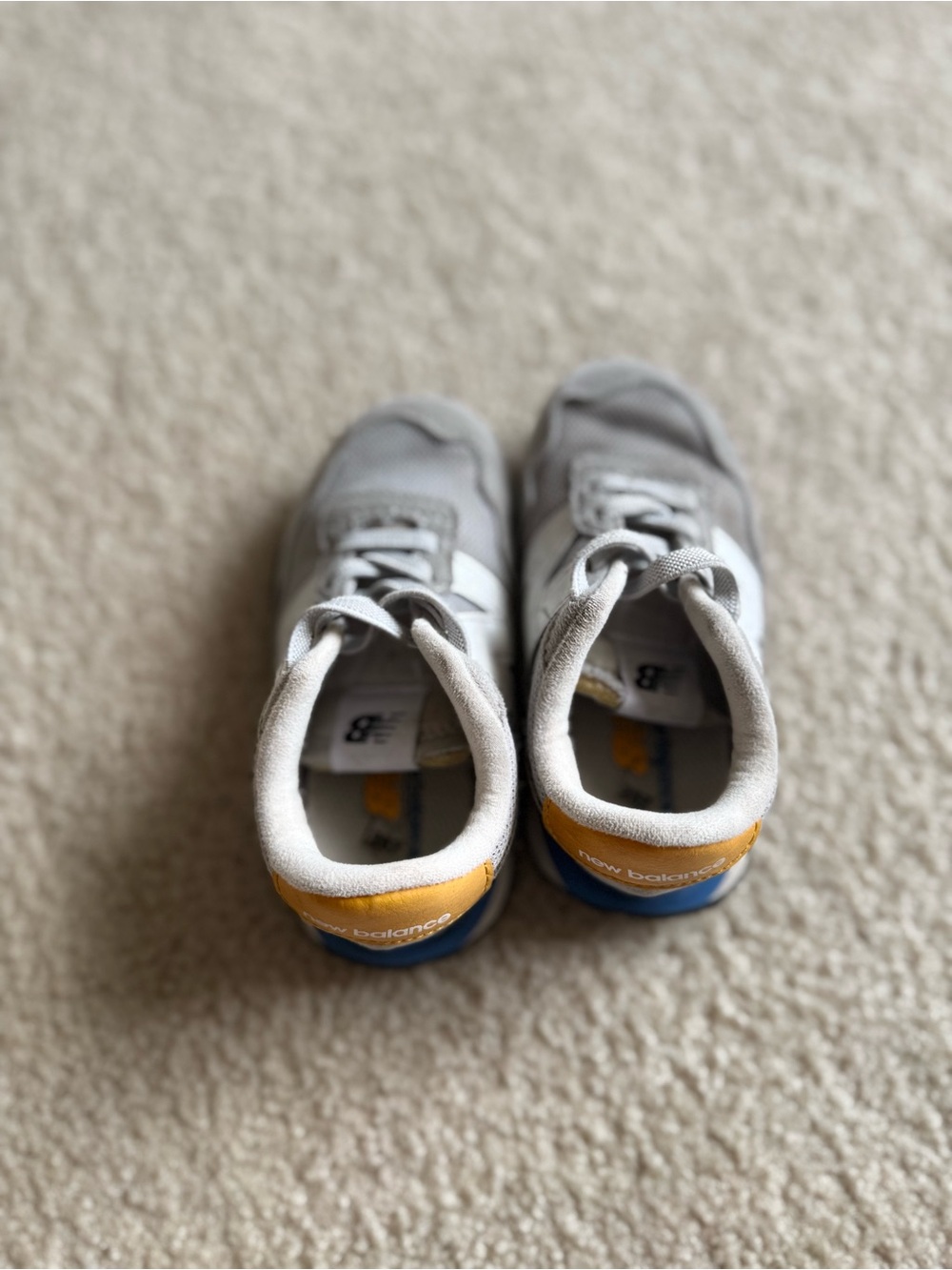 New Balance Kids Gray, Yellow and Blue Sneakers
